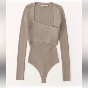 Abercrombie & Fitch LuxeLoft Wrap Sweater Bodysuit in black